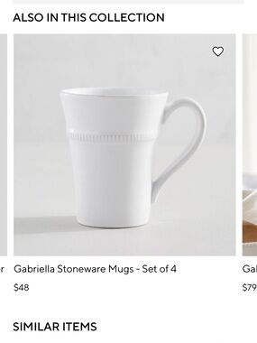Pottery Barn Gabriella White Stoneware Mug